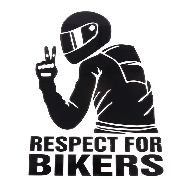 15x11CM Funny Car Stickers Respect Biker Sticker For Bikers Sticker On Car Motorcycle Vinyl 3D Stickers And Decals: Black