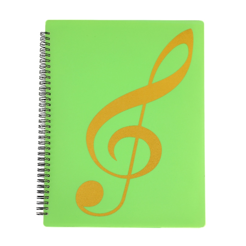 A4 File Folder Waterproof Spiral-bound Sheet Music Binder 10 x 13 Inches 20 Sleeves Double Sided for Violinist Pianists: Green