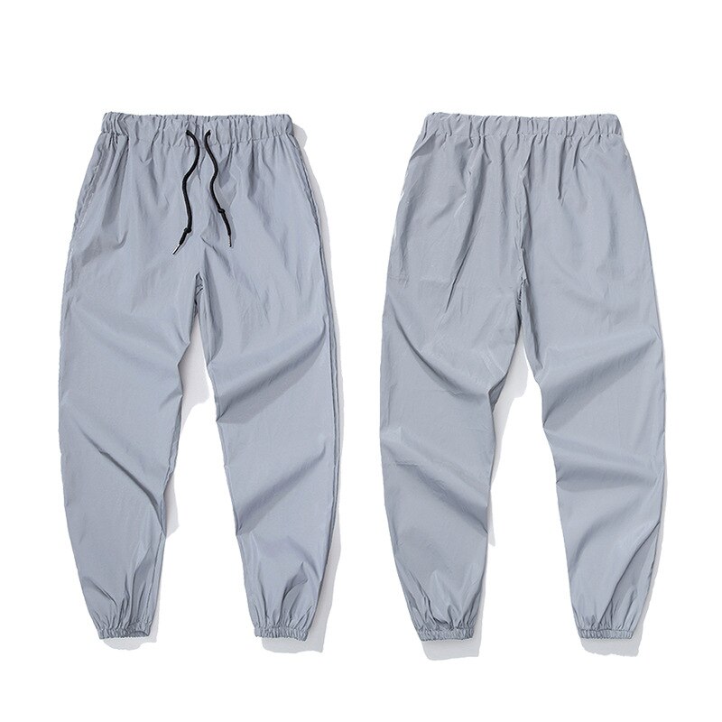 Reflekterande byxor original par dubbel elastisk midja knytbyxor byxor joggingbyxor europeisk storlek