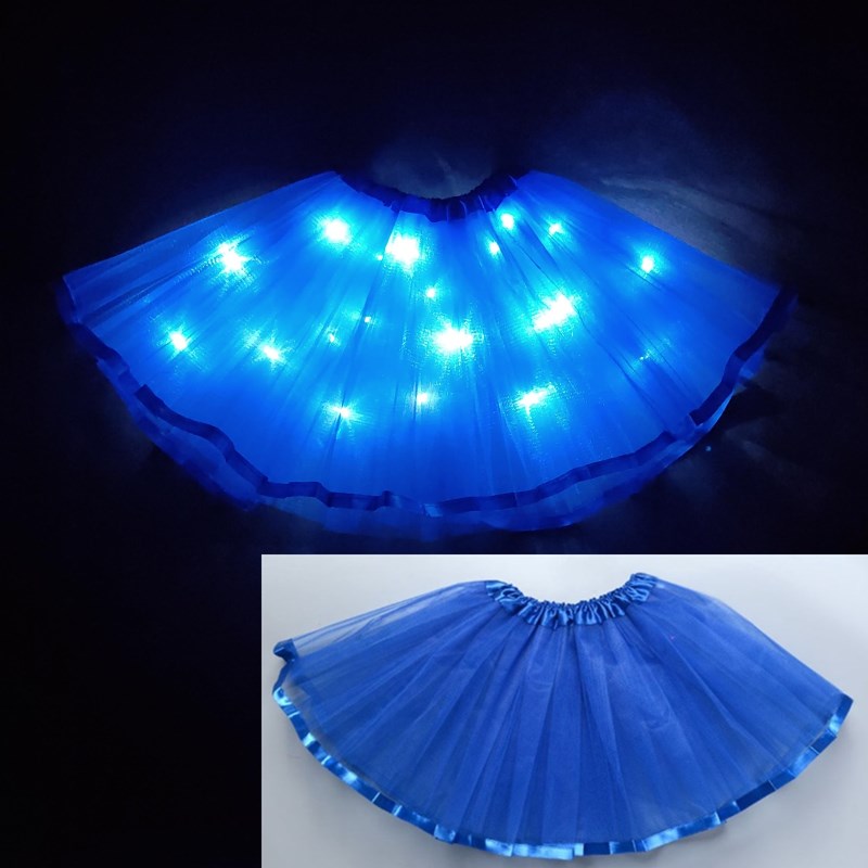 Jaar licht led meisje kinderkleding tutu rok prinses feest tutu's tule pettiskirt kind ballet dans kerst paars: Blauw