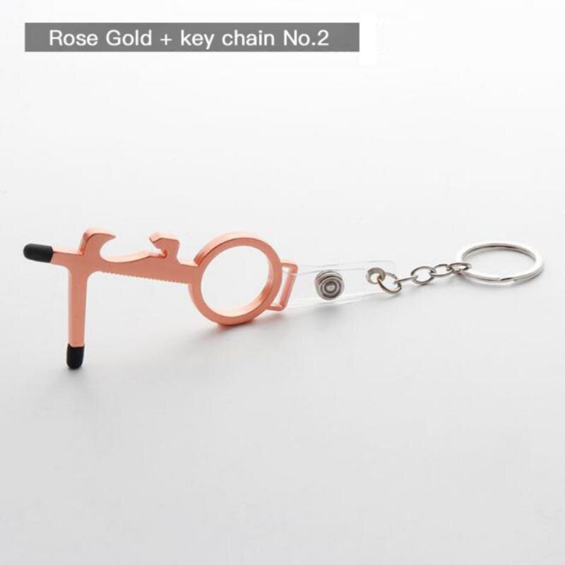 1 Pcs Anti Touch Door Opener Tool Multifunctional No Touch Key Door Opener Non-contact Door Handle Elevator Artifact Keychain: B04