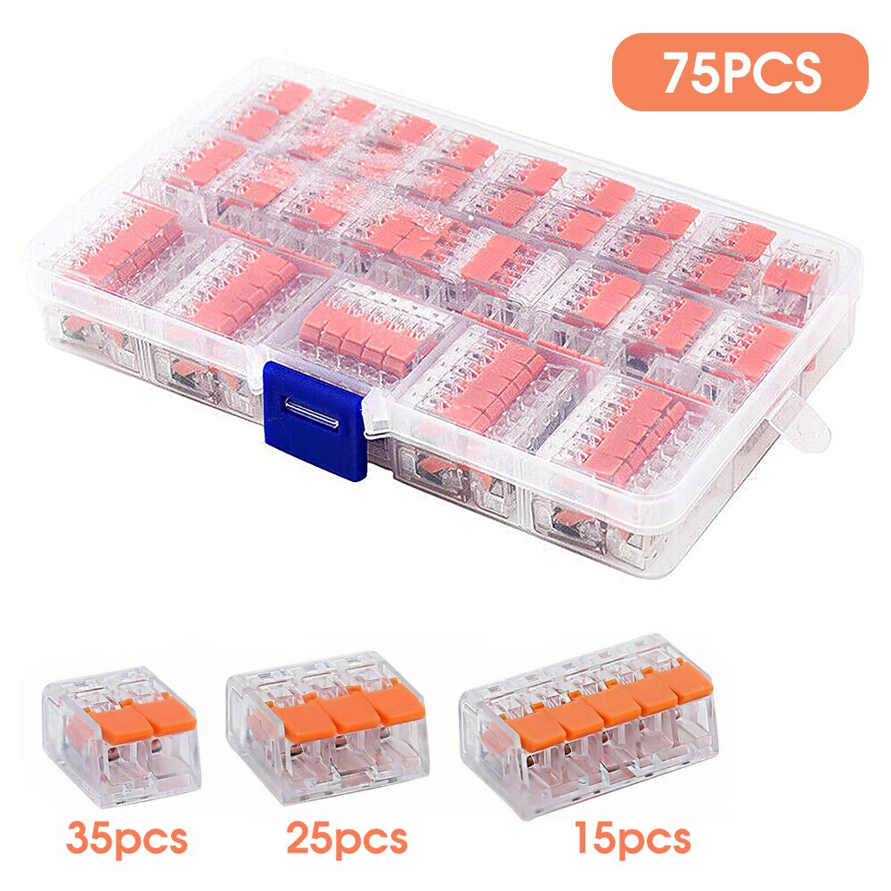 75pcs Electrical Wire Connector Terminals Universal Fast Terminal Household For Connection Wire Lamp Wiring Terminal Connection: 75PCS