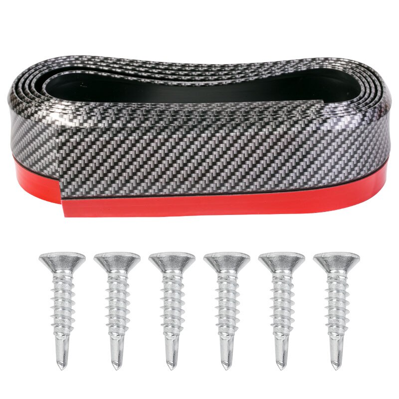 2.5m Car Bumper Lip Strip Protectors Splitter Body Kits Spoiler Bumpers Car Door Bumper Carbon Fiber Rubber Lip 65mm Width Strip