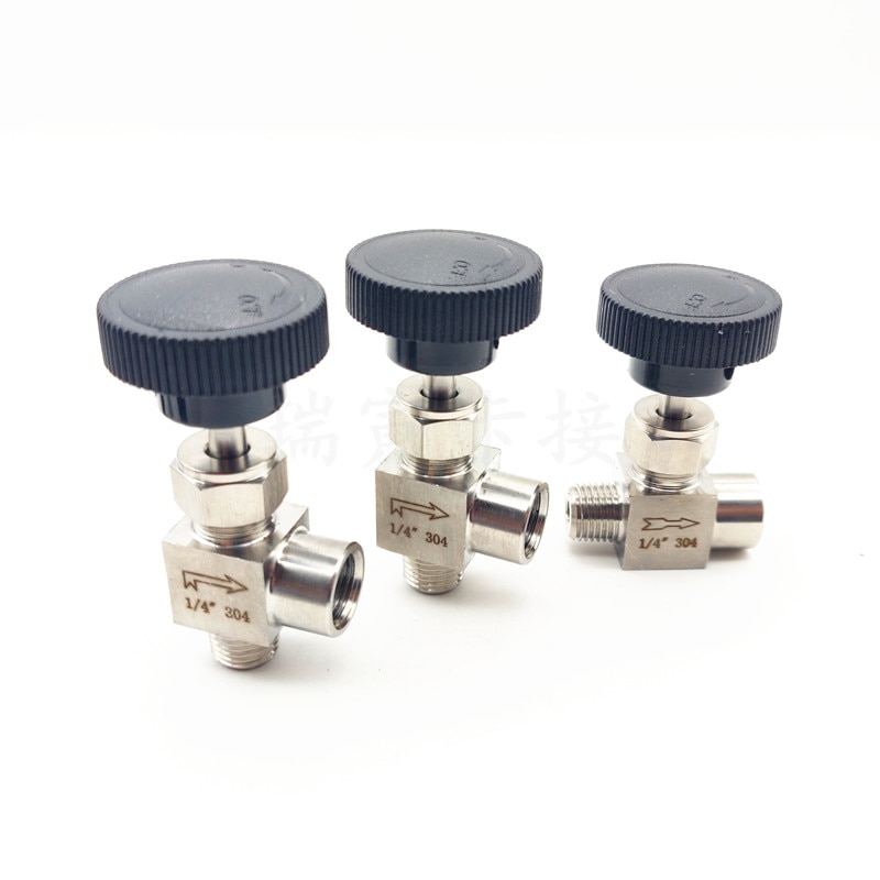 Needle valve Adjustable Right angle 1/4" 3/8"1/2"male to female thread SUS304 Flow Control shut off crane needle valve
