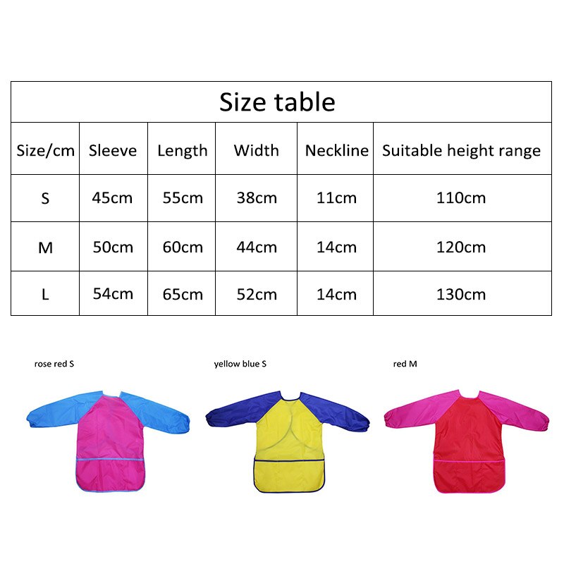 Wasserdichte Kunst Schürzen Kittel Nylon Langarm freundlicher Malerei Shirt Farbe Schürze Mädchen Junge Schule Malerei Zubehör 3 Größe