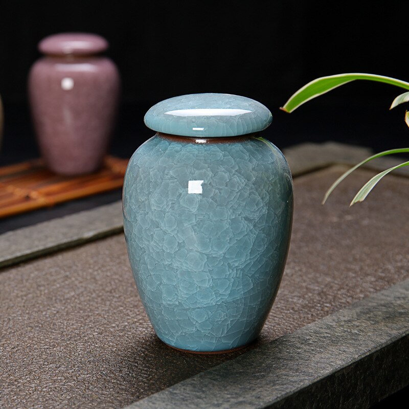 Small Pet Urn Bird Dog Pet Urns Cremation Pet Caskets Funeral Vase Cat Cremation Ash For Human Ashes Made Ceramics Hand Painted: SKY BLUE