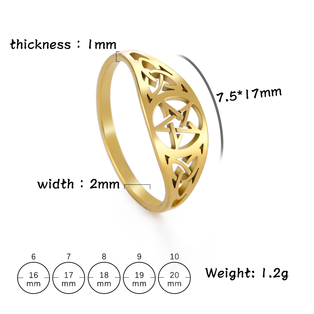 LIKGREAT gótico Celtics nudo pentagrama anillo mujeres hombres Acero inoxidable sobrenatural Wicca amuleto anillos pareja bruja joyería
