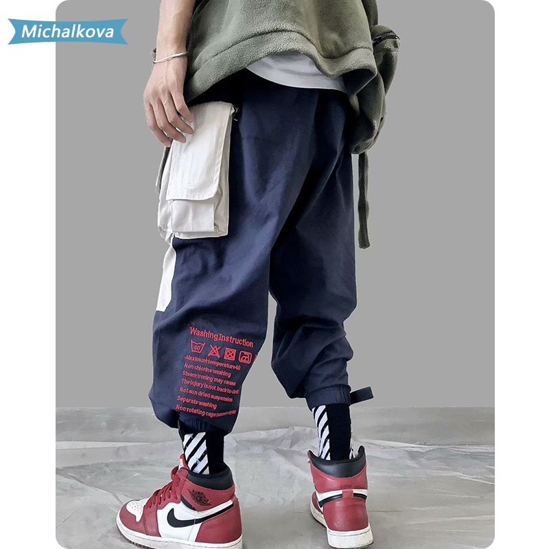 Ropa para hombre, pantalones Cargo con bolsillos de almazuela, pantalones de chándal Harajuku Hip Hop para hombre, pantalones de pista corredores para hombre, ropa de calle michalova