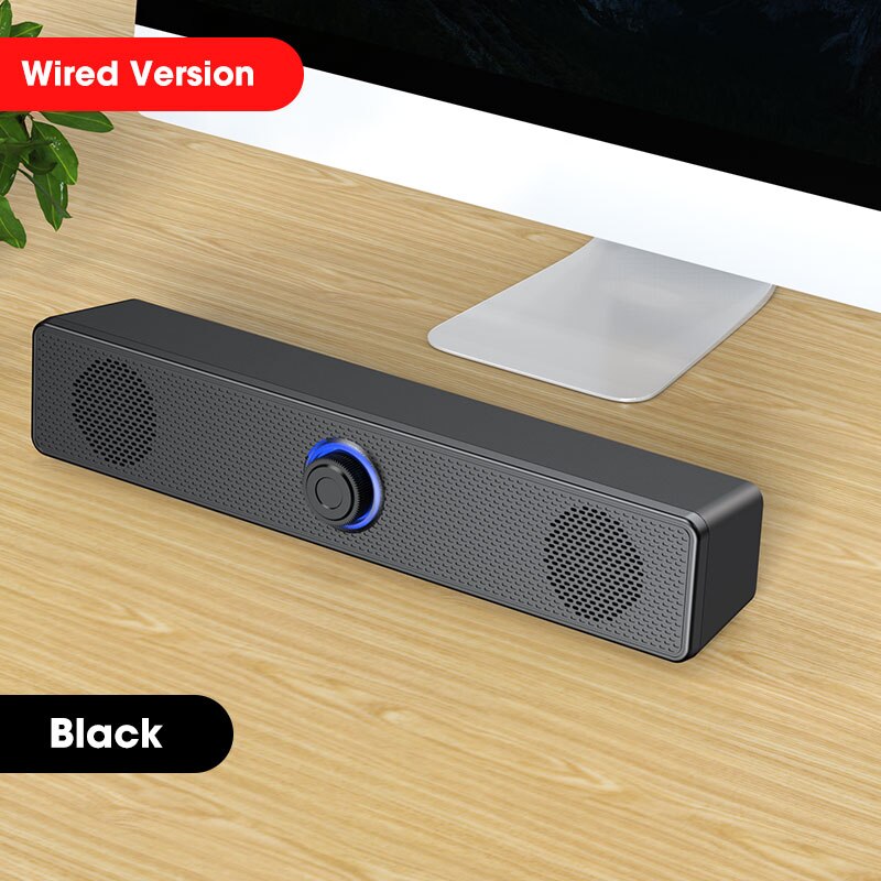 4D Surround Computer Speakers Soundbar Bluetooth &amp; Wired Subwoofer Sound Bar for Laptop PC Home Theater TV Aux Desktop Speaker: Only Wired Speaker