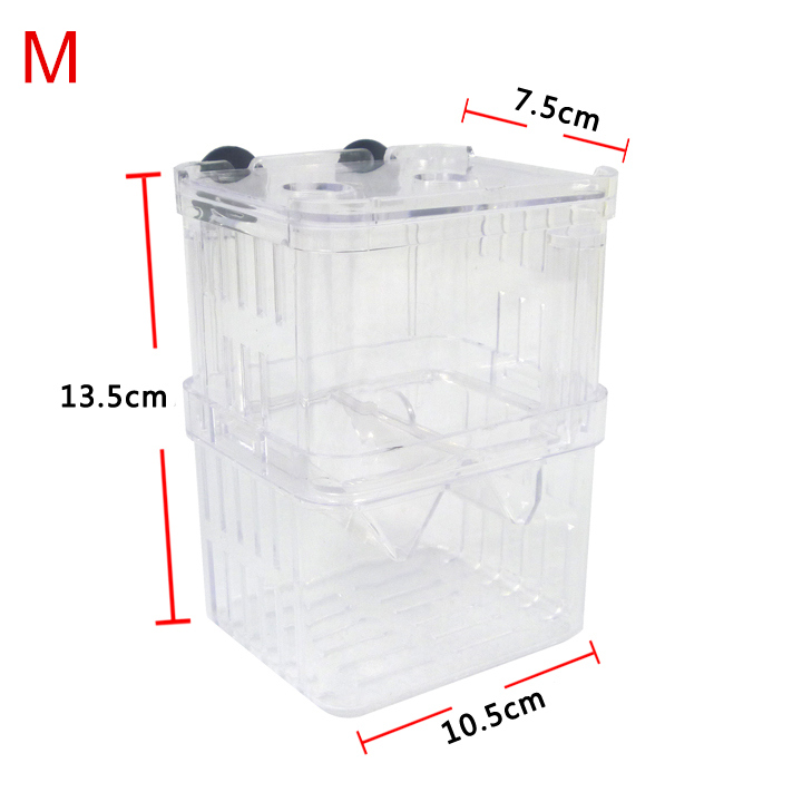 L M S Maten 3 In 1 Visteelt Dozen Uitkomen Incubator Isolatie Acryl Aquarium Tanks Duurzaam Betta Vis Tank AT001: 7x10x13cm M