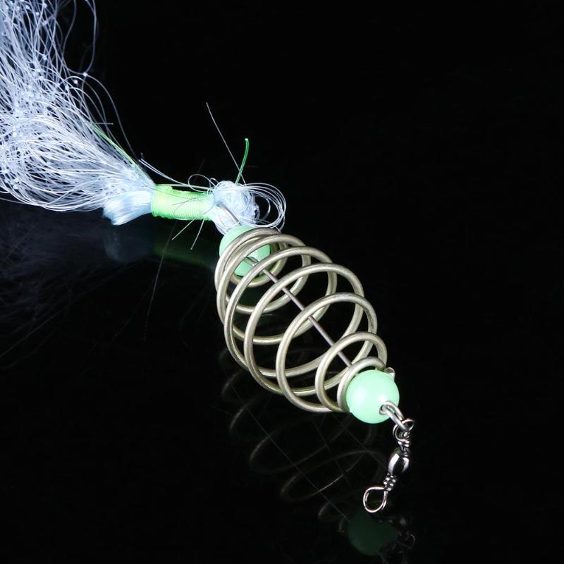 60cm Shoal petite maille filet de pêche w/nuit perles lumineuses boule solide anneau portant connecteur accessoires de pêche