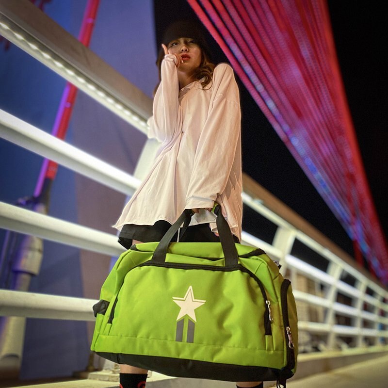 Pentagram Large-capacity Travel Bag,Nylon Bucket Bag,Business Bag,Fitness Bag,Waterproof Swimming Bag,45*23*23 Cm: green