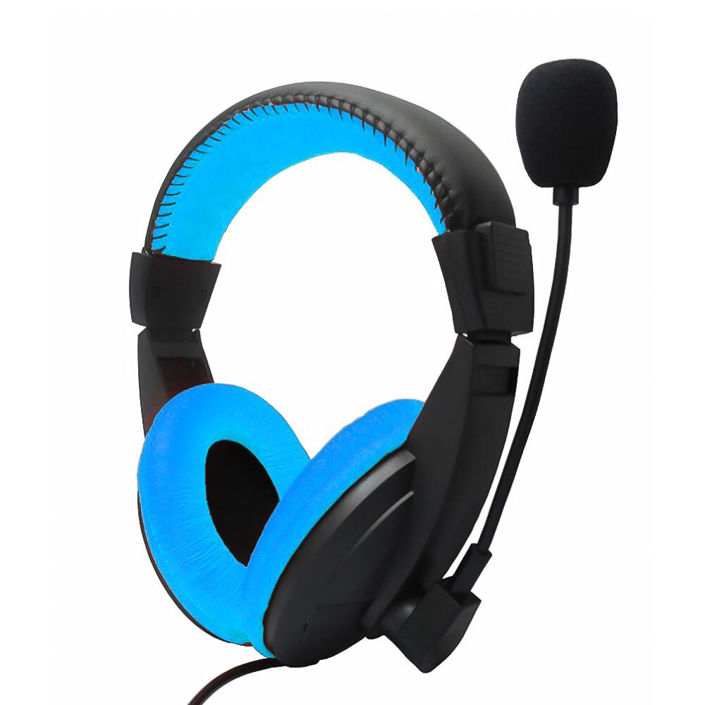 Kebidu Wired Hoofdtelefoon Met Microfoon Verstelbare Over Ear Gaming Headsets Koptelefoon Lage Bass Stereo Voor Pc: Blue