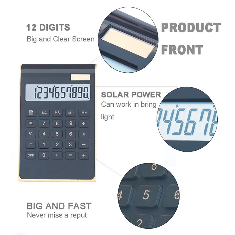 Desktop Calculator, 10-Digit Dual Power Handheld Desktop Calculator with Large LCD Display Big Sensitive Button