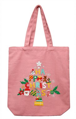 34*39Cm Halffabrikaten Leuke Kerst Kleur Canvas Tas Borduren Kit Handwerken Sets Voor Beginner Handgemaakte Canvas bag Xmas: Tree4