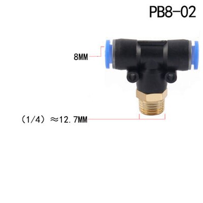 Raccord pneumatique à filetage mâle BSPT | 4mm 6mm 8mm 10mm 12mm tuyau, 1/8 "1/4" M5 3/8 "1/2" "BSPT coupleur pneumatique: PB8-02