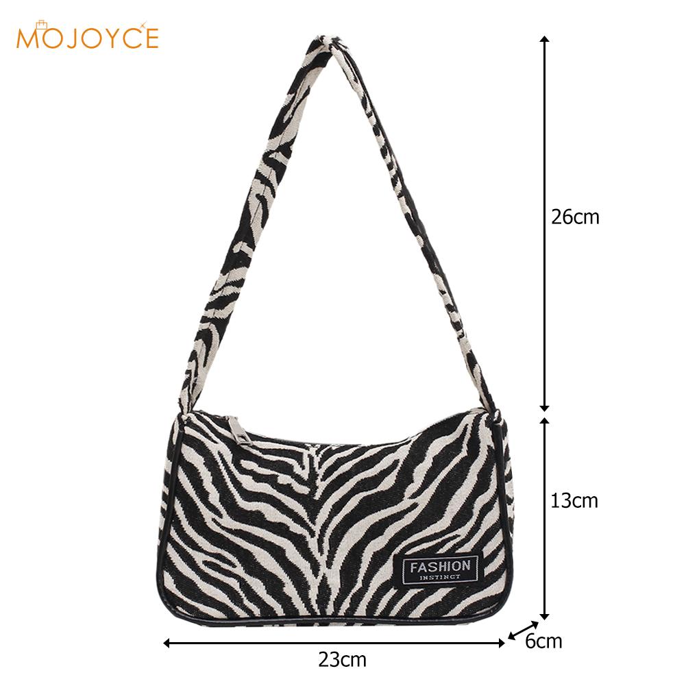 Jahrgang Leopard Zebra aufbringen Unterarm Schulter Taschen Frauen Leinwand lässig Straße Reise Handtaschen Totes Kupplungen Geldbörse