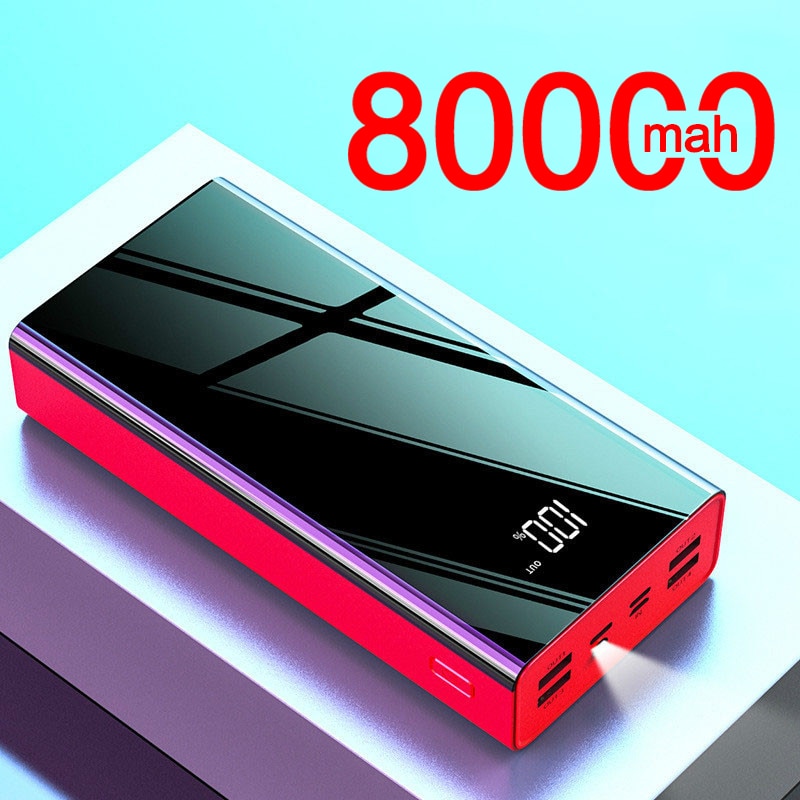 80000 mah power bank stor kapacitet bärbar laddare 4 usb extern batteri port snabb laddning powerbank för xiaomi samsung iphone