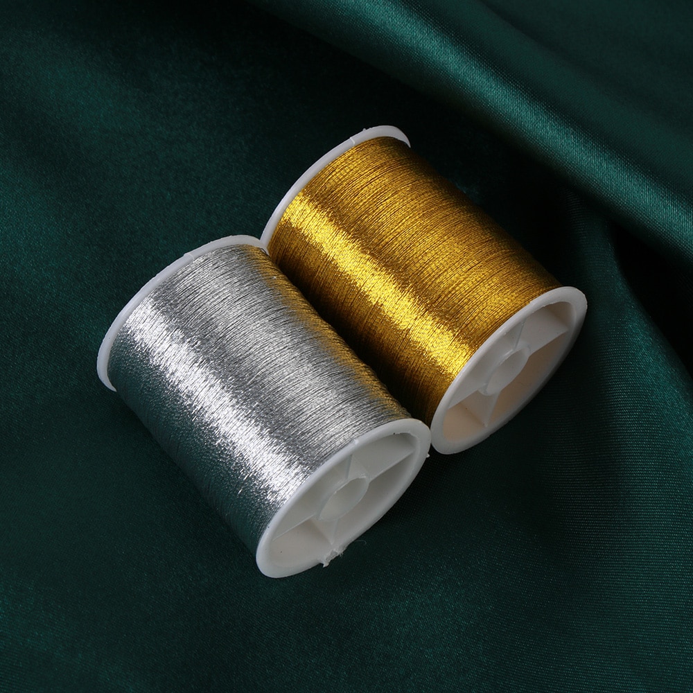 Gold/Silver 100m Durable Overlocking Sewing Machine Threads Polyester Cross Stitch Strong Embroidery Wire Sewing Supplies