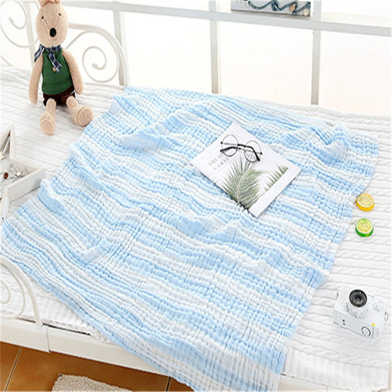 105 * 105cm bomulds gaze farve strip baby stort badehåndklæde baby håndklæde 0-2 år gammelt sengetæppe: 4