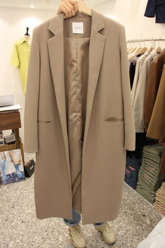 Koreaanse Stijl Zwarte Vrouwen Blazers En Jassen Plus Size Herfst Effen Vrouwelijke Elegante Vrouwen Lange Suits Blazer Casual Tops