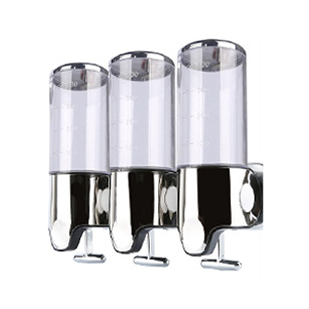 Liquid Soap Dispenser Wall Mounted Shower Gel Dispensers Shampoo Container Kitchen Tools Pump Double Hand Bathroom Soap Bottle#9: Three Transparent