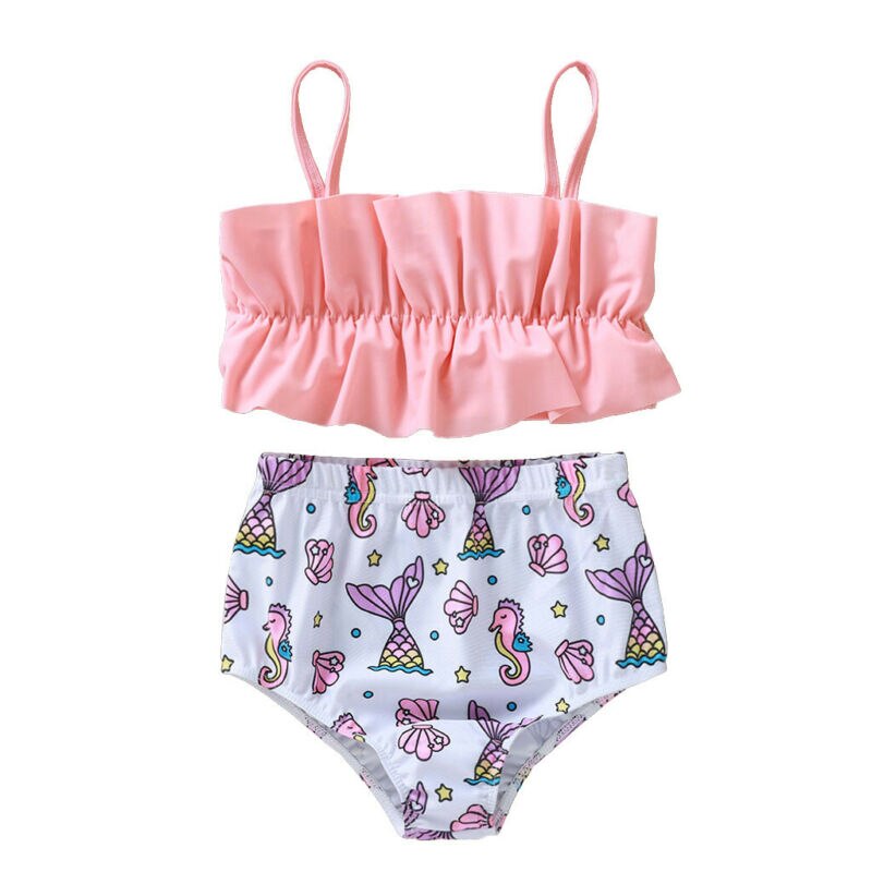 Baby piger badedragt bikini sæt tøj småbørn børn badetøj 2 stk bade strandtøj outfit tøj 3-18 måneder