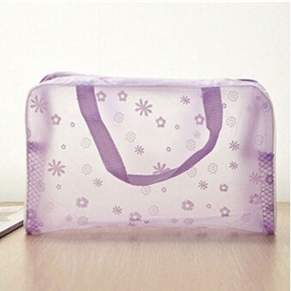 Bolso de natación para mujer, impermeable, transparente, de PVC, de plástico, para piscina, playa, organizador de maquillaje, neceser, bolsa de almacenamiento de PVC: Color púrpura