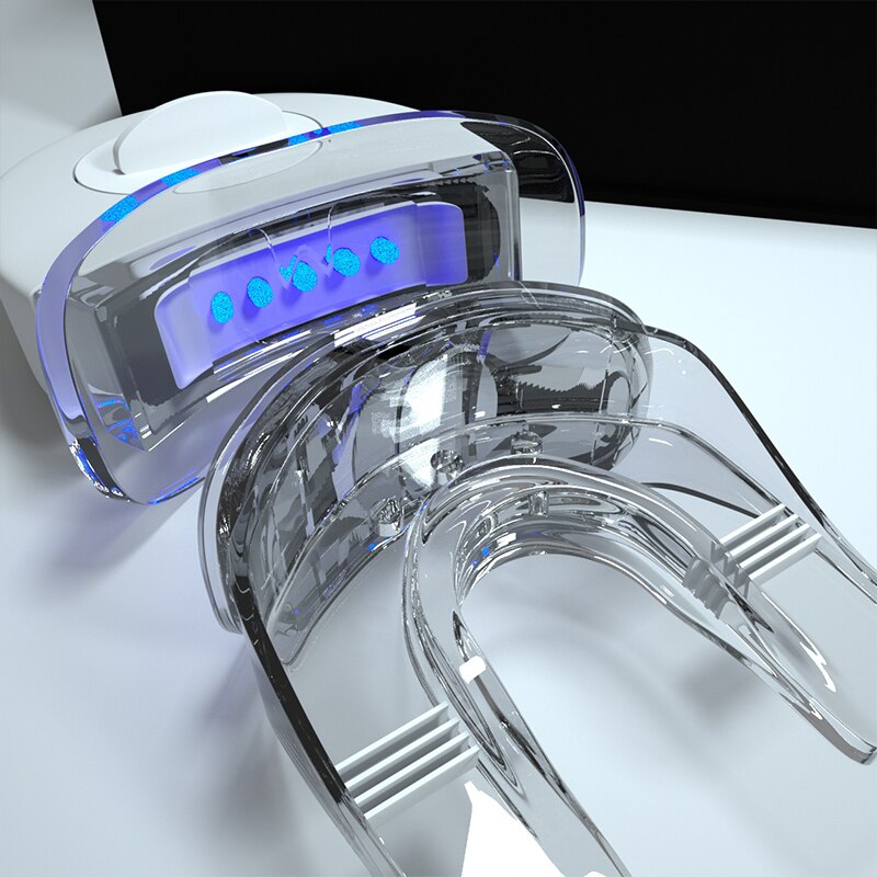 Dentes clareamento accelerator luz aprovado a pilhas led dentes branqueamento kit led luz siliconemoldable bandejas