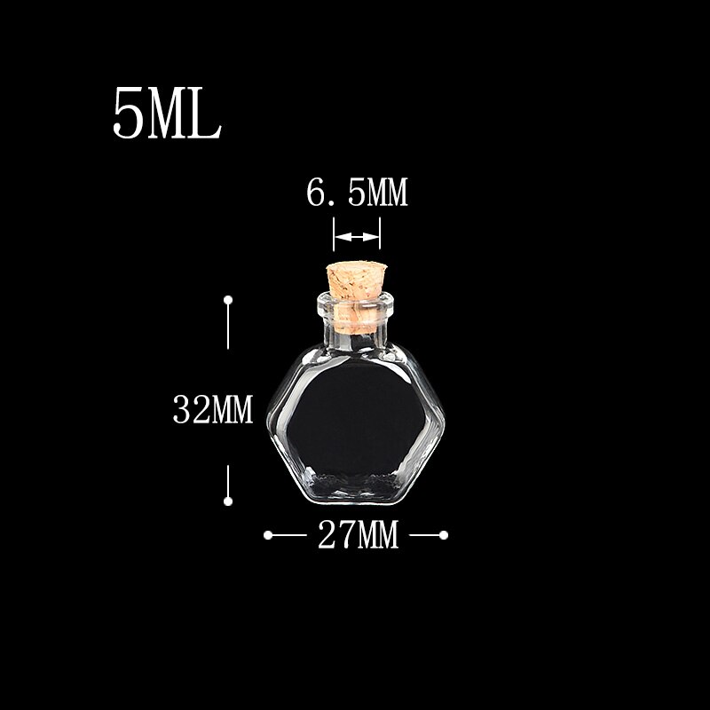 Mini Glass Bottles Corks Small Diy Bottles Cute Jars Christmas Wedding Vials Empty Bottles 100pcs: Hexagon