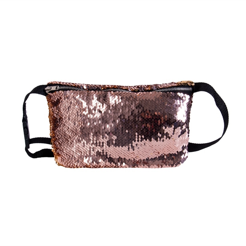 Reversible Sequin Glitter Waist Fanny Pack Belt Bum Bag Pouch Hip Purse Waist Packs