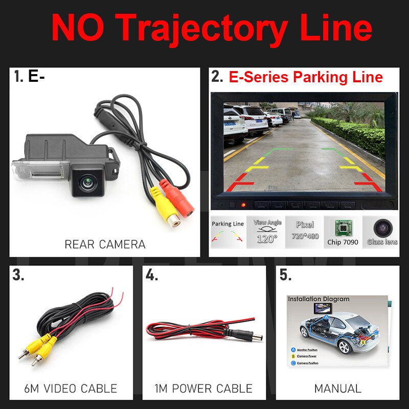 Intelligent Dynamic Trajectory Vehicle Reversing Backup Rear View Camera For VW Volkswagen Polo Golf 6 Passat CC: No Trajectory line