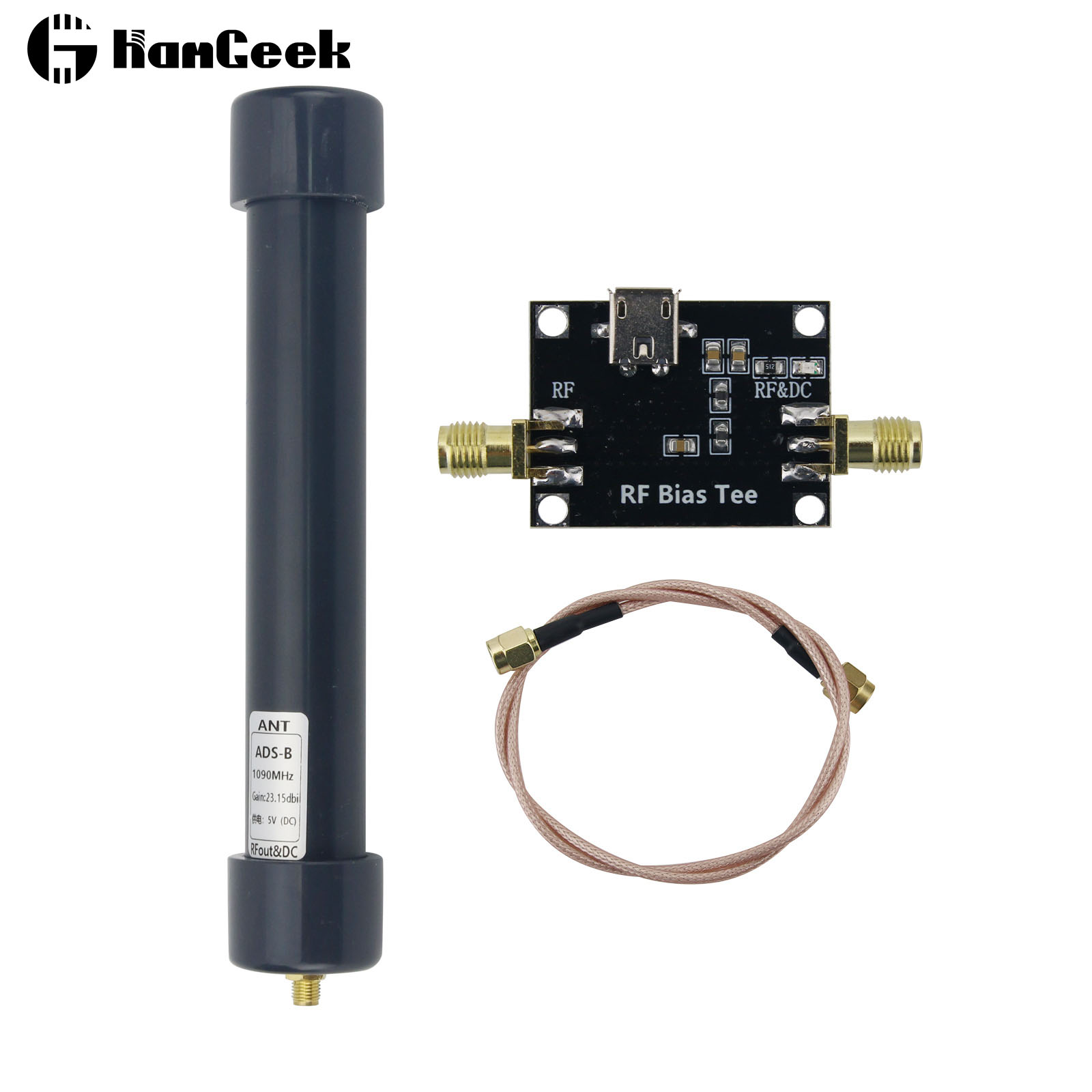 Antena receptora RF de alta ganancia con conector hembra SMA, fuente de alimentación de 1090MHz, DC5V, Bias Tee, 23.15dBi, ADS-B