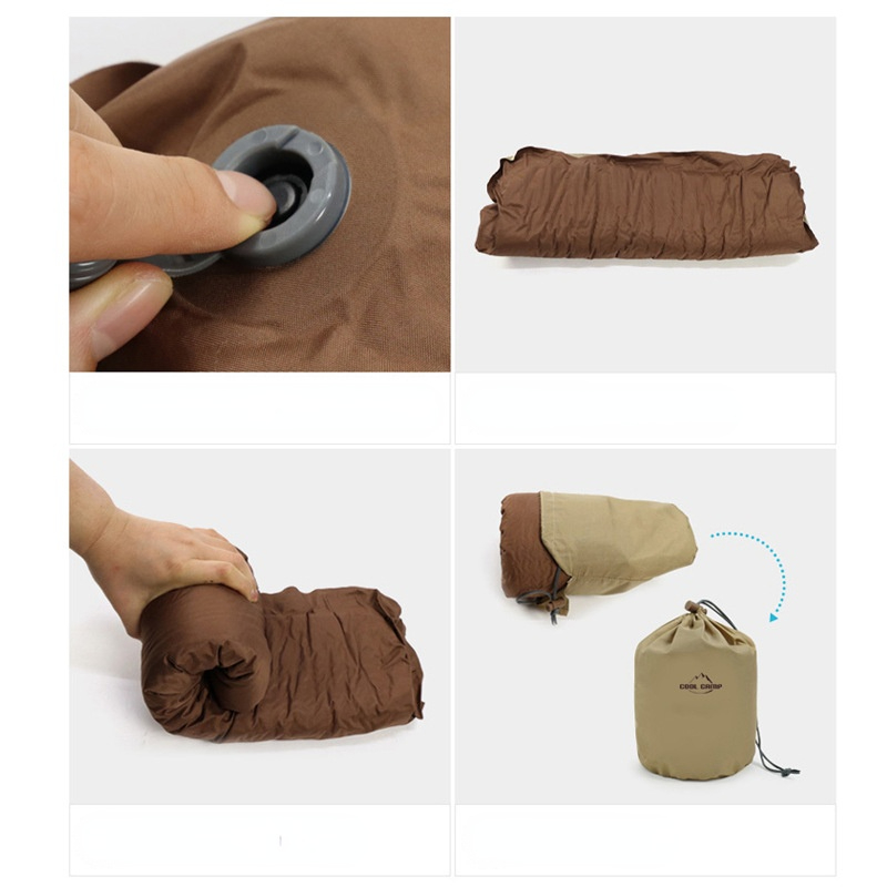 Draagbare Outdoor Automatische Opblaasbare Spons Air Kussens Camping Slaap Kussen Reizen Wandelen Strand Auto Vliegtuig Hoofd Rest Gears