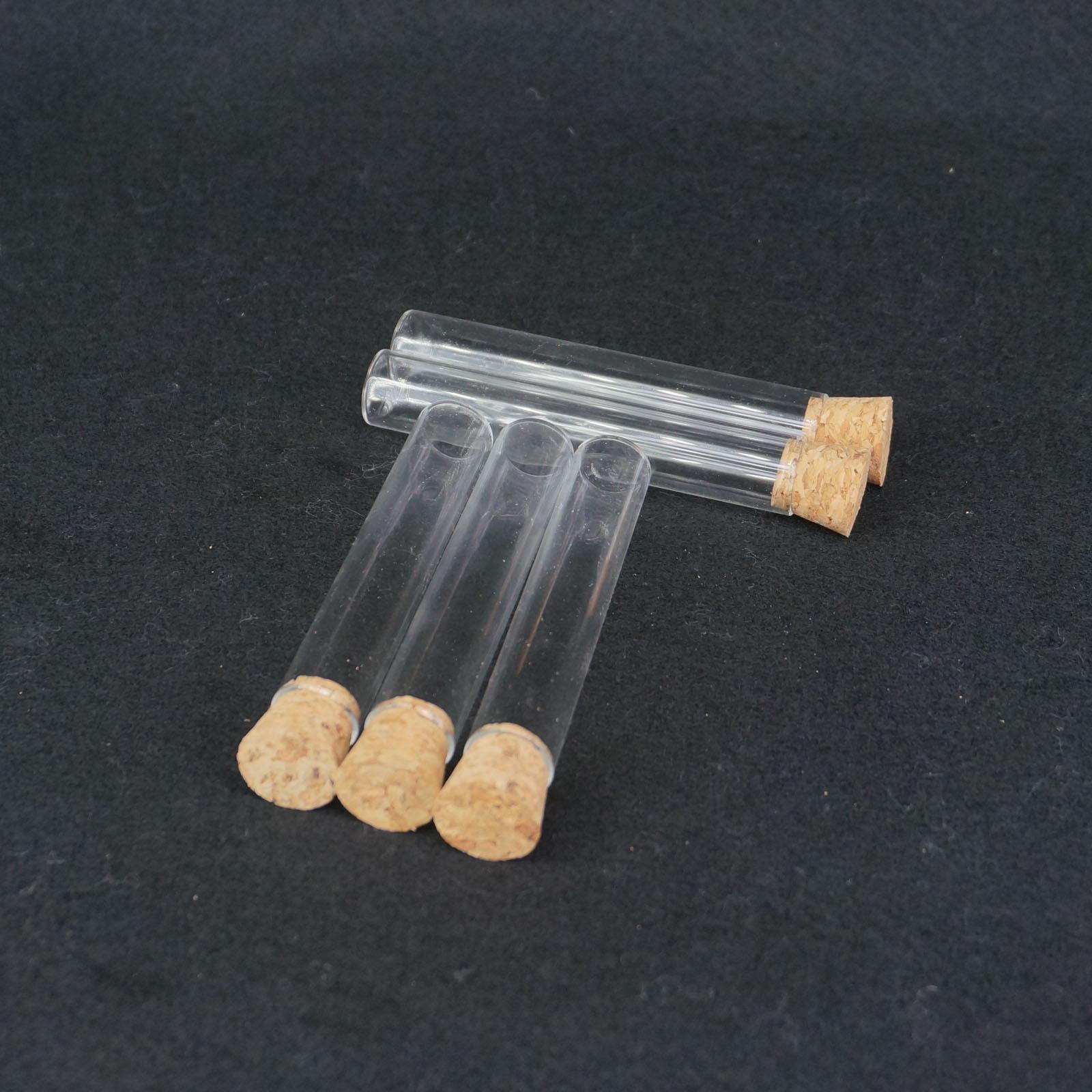 5Pcs 18x100mm Lab Glass Test Tube Flat Bottom With Wood Stopper Thermostability