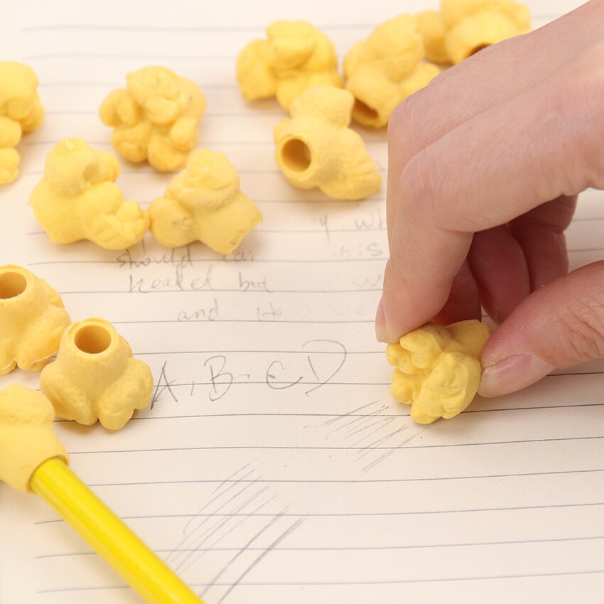 Goma de borrar de palomitas de maíz para comida, pluma Flexible duradera, papelería para estudiantes, suministros escolares para niños, 12 Uds.