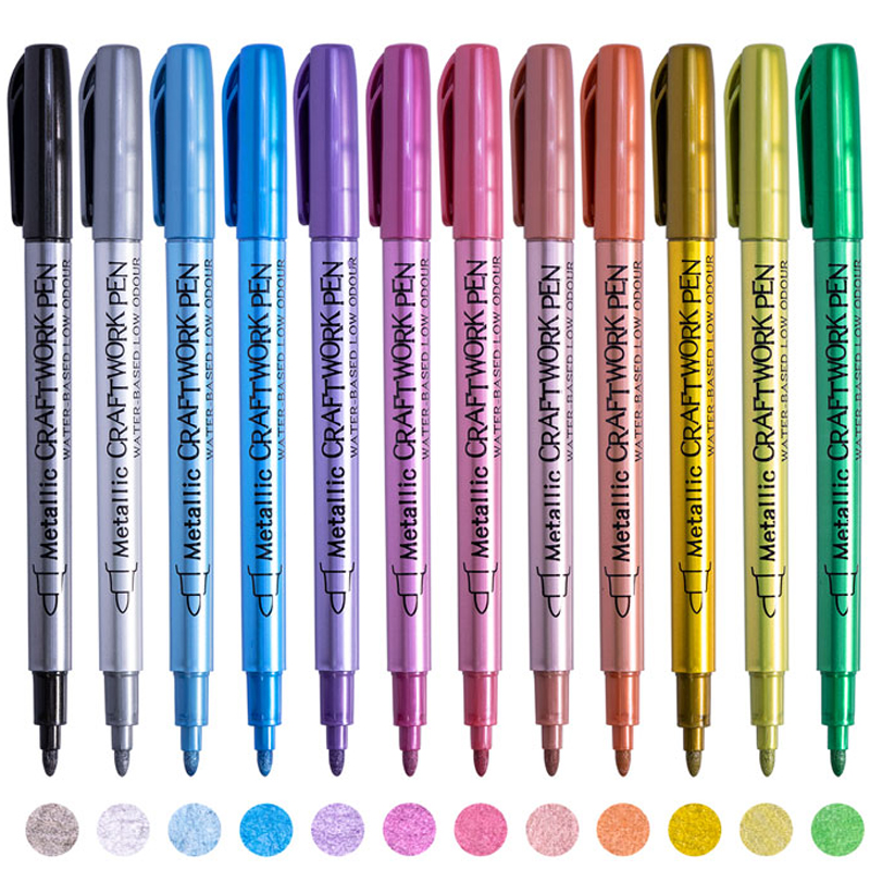 12 Kleuren Metallic Marker Pen Hars Tekenpen Acrylverf Diy Highlights Permanente Marker Diy Card Art Benodigdheden Briefpapier: green