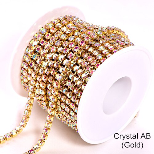 10 Yard SS16 Steentjes Ketting Met D Klauw Glas Kristal Ab Mode Strass Cup Keten Voor Kleding Accessoires B1307: Crystal AB-Gold