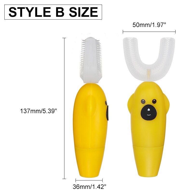 2 Styles Smart Electric Toothbrush 360° U-Shaped Automatic Ultrasonic Cleaning Toothbrush USB Charging for Aged 2-12