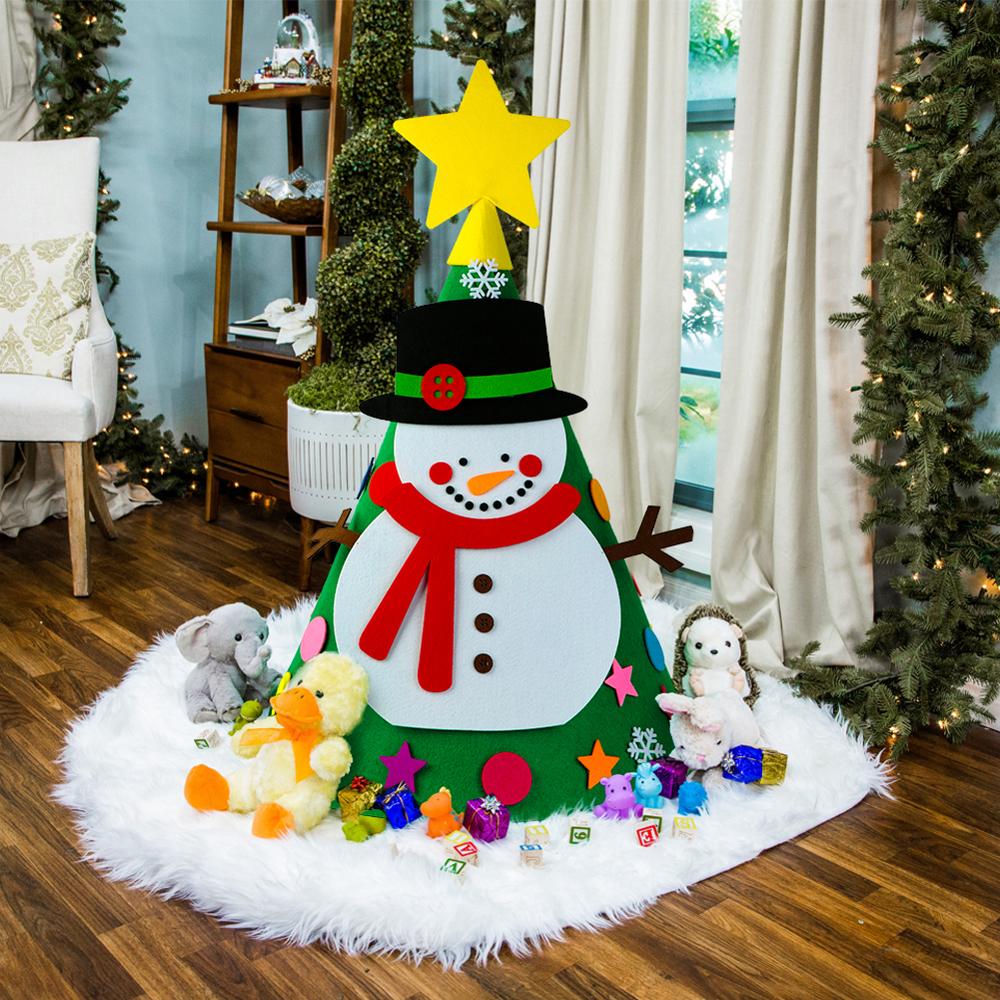 Bricolage feutre arbre de noël nouvel an enfants jouets arbre artificiel tenture murale ornements décoration de noël pour la maison