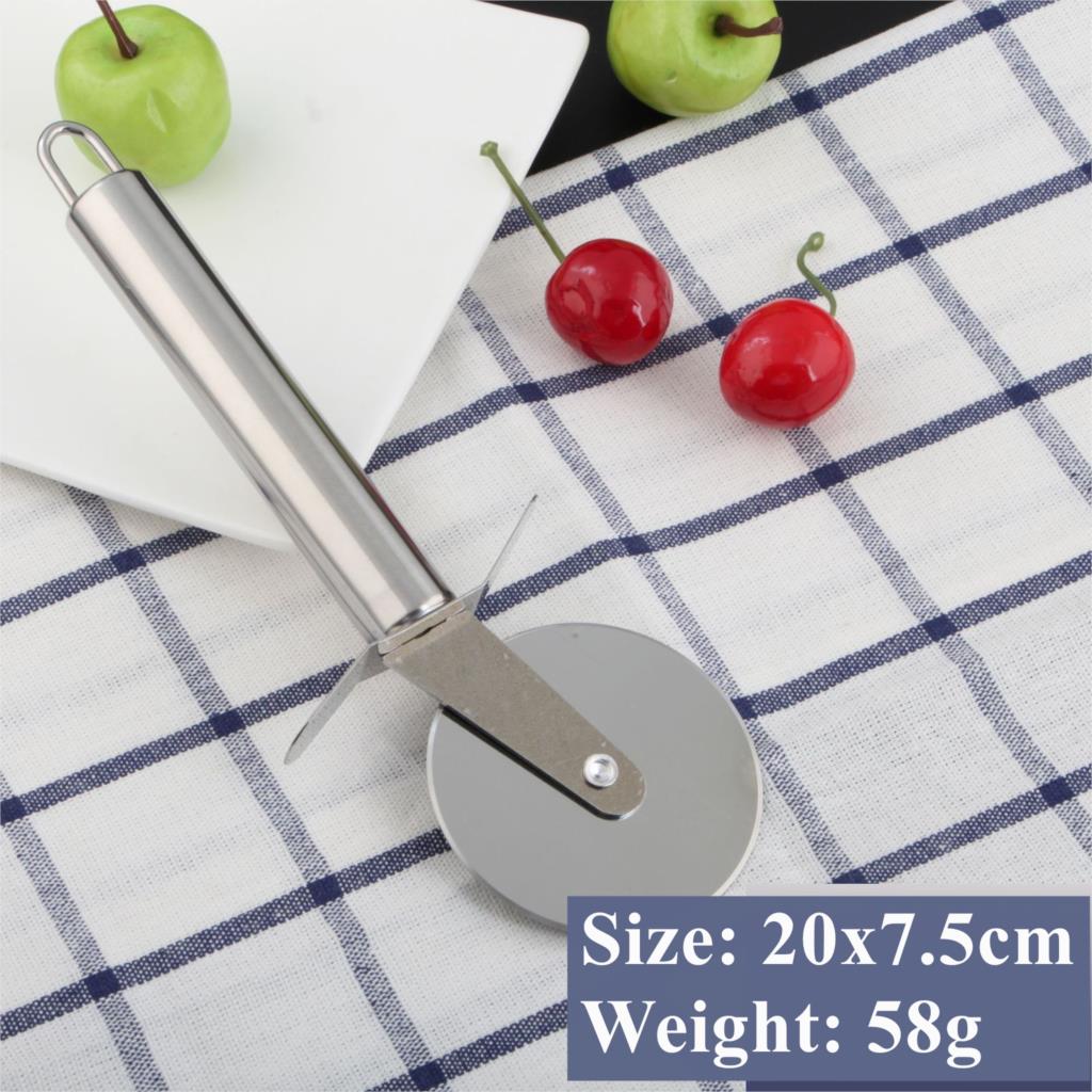Stainless Steel Pizza Peel Metal Pizza Peel with Handle and Pizza Cutter Wheel Shovel Kitchen Cutter Cake Tool Slicer: 1