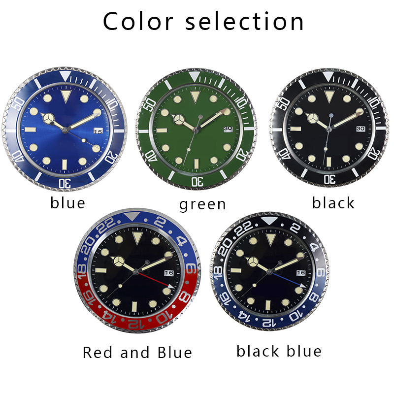 1 st 13 inch luxe creatieve metalen wandklok, woonkamer en studeerdecoratie wandklok, fluorescerende wijzerplaat, batterijvrij