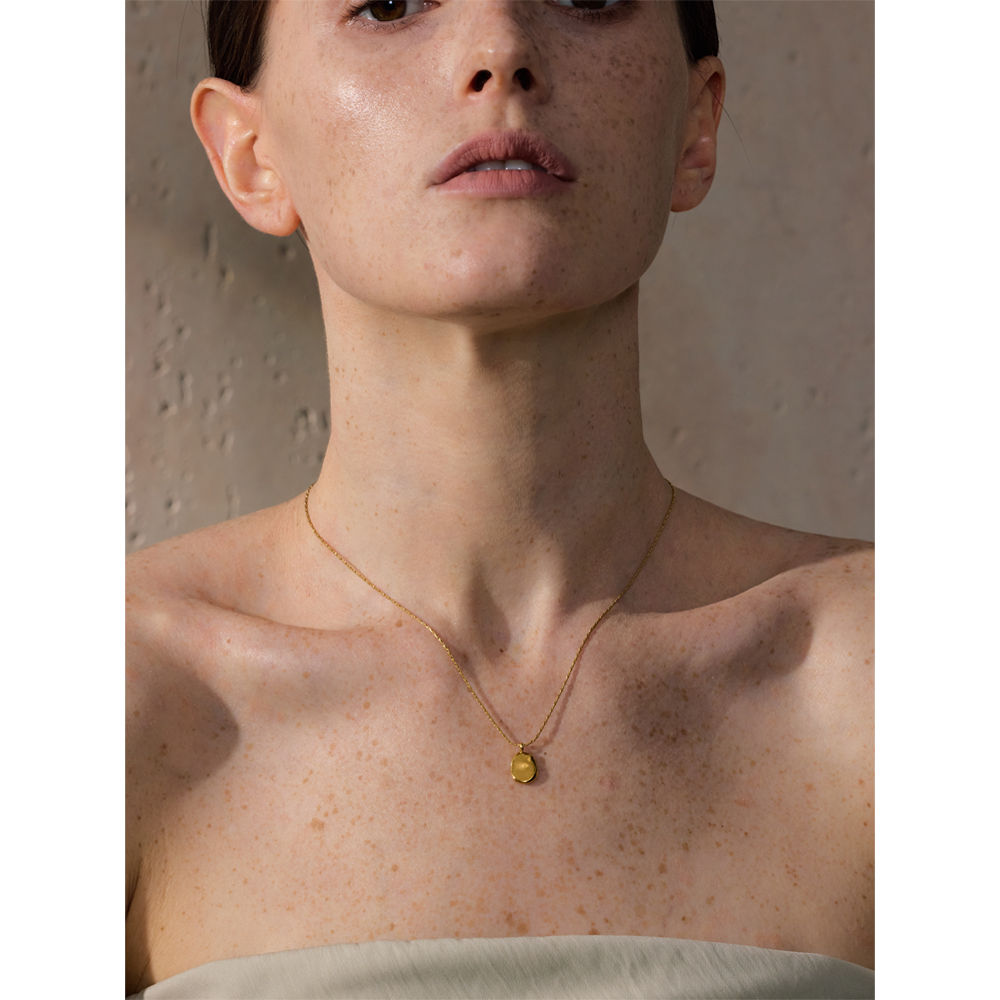 Yhpup Simple Stainless Steel Metal Square Hammer Pendant Necklace Gold Silver Color 18K PVD Plated Collar Jewelry