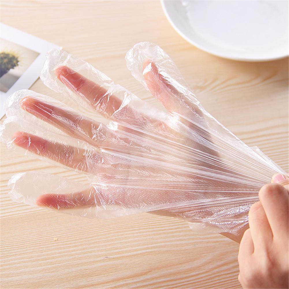 Guantes desechables 100 uds, guantes de cocina para barbacoa, guantes para comida, extraíble transparente, resistente al aceite, guante plástico desechable para limpieza del hogar