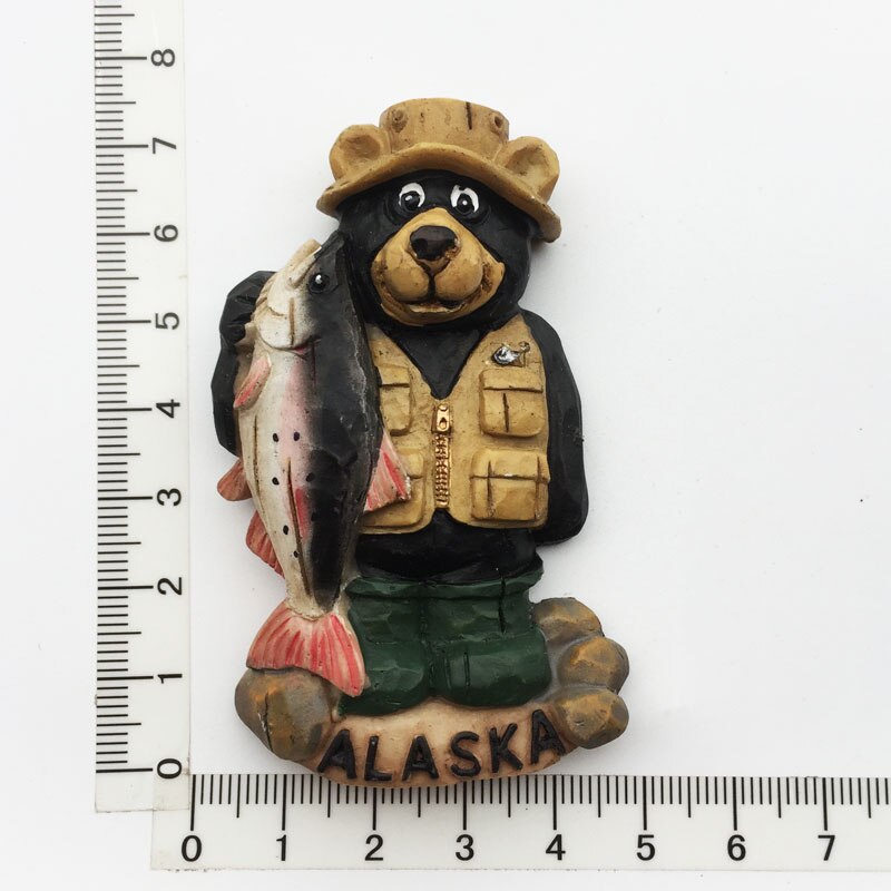 USA Alaska 3D Cartoon Bear &amp; Milu deer Fridge Magnets Tourism Souvenir Refrigerator Magnetic Sticker Collection: AUS21040029