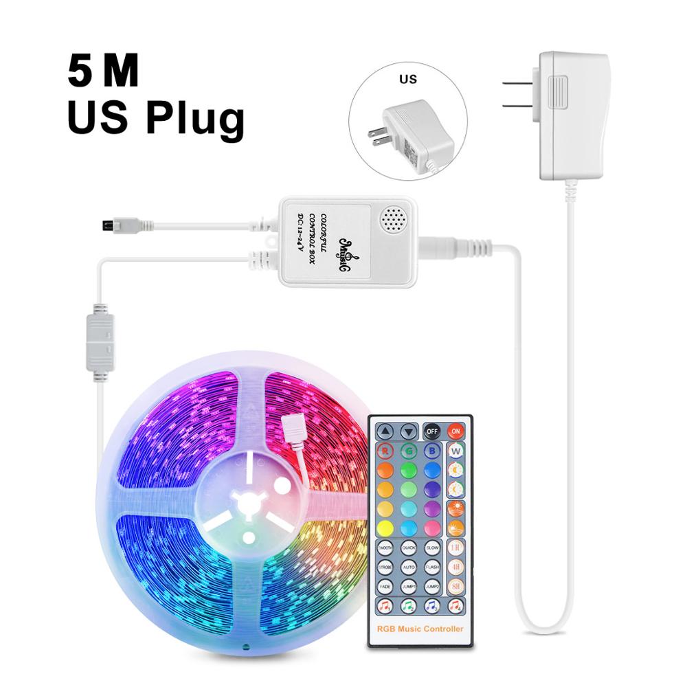Led Neon Signs Light Smart Home RGB LED Strip Led lights for Bedroom Kitchen Christmas Music Sync Party Cabinet Decoration Lamp: 5M Set with US Plug