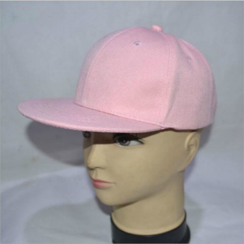 Hip hop caps for barn, solid justerbar baseballcaps med flat brem tilfeldig utendørs blank golf snapback-lue for barn: Rosa