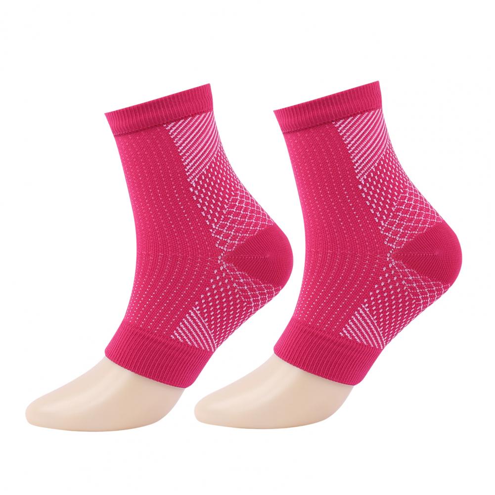 Calcetines tobilleros de compresión, calcetines con punta abierta de tubo medio, mangas tobilleras para neuropatía, soporte deportivo para tobillo, mangas para pies que absorben la humedad: L / Rojo rosado