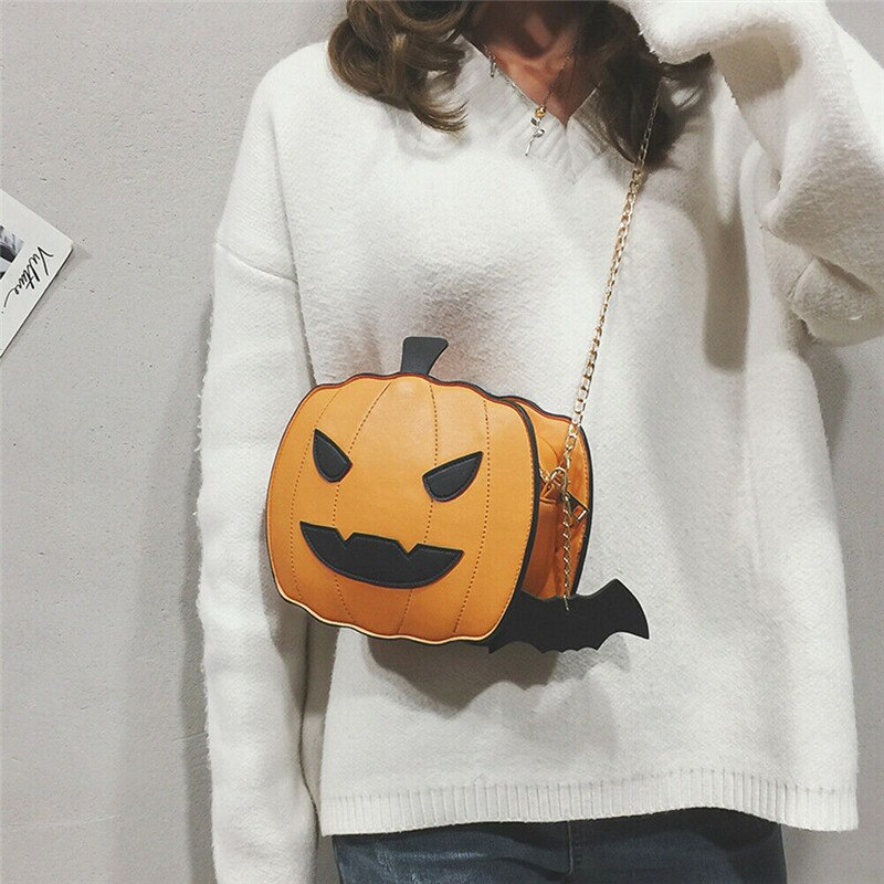 bolso de mano con forma de calabaza de Halloween para mujer: Marrón