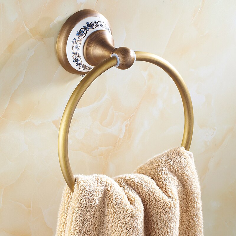 Badkamer handdoekring badkamer hardware accessoires handdoek bar ring rack archaize messing handdoekring holder Nba413